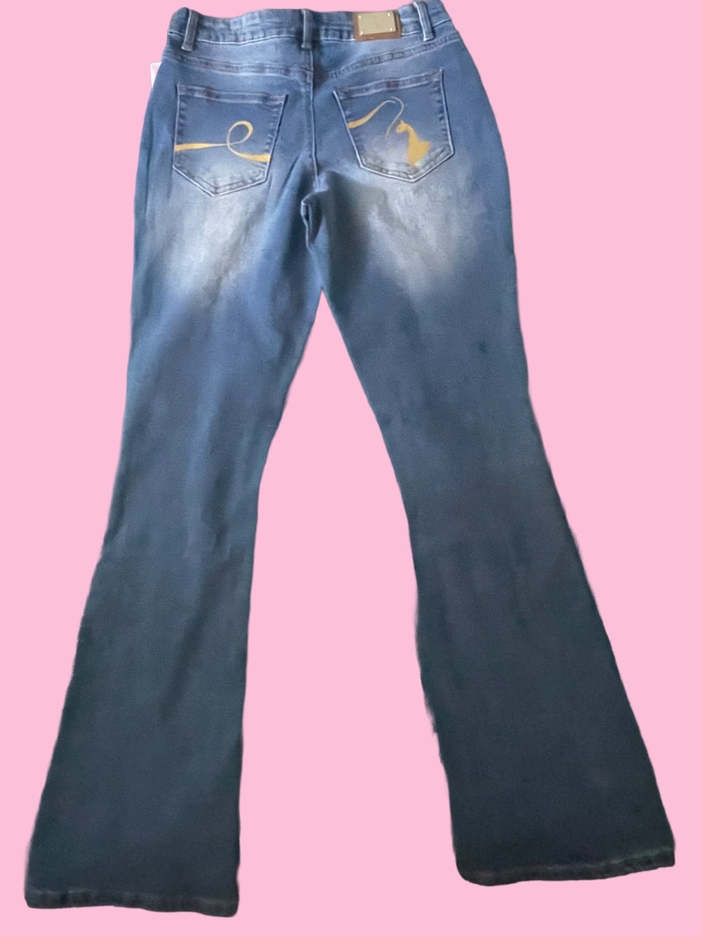 Baby Phat Blue Denim Wide-Leg Jeans with Gold Script• - Picture 8 of 8